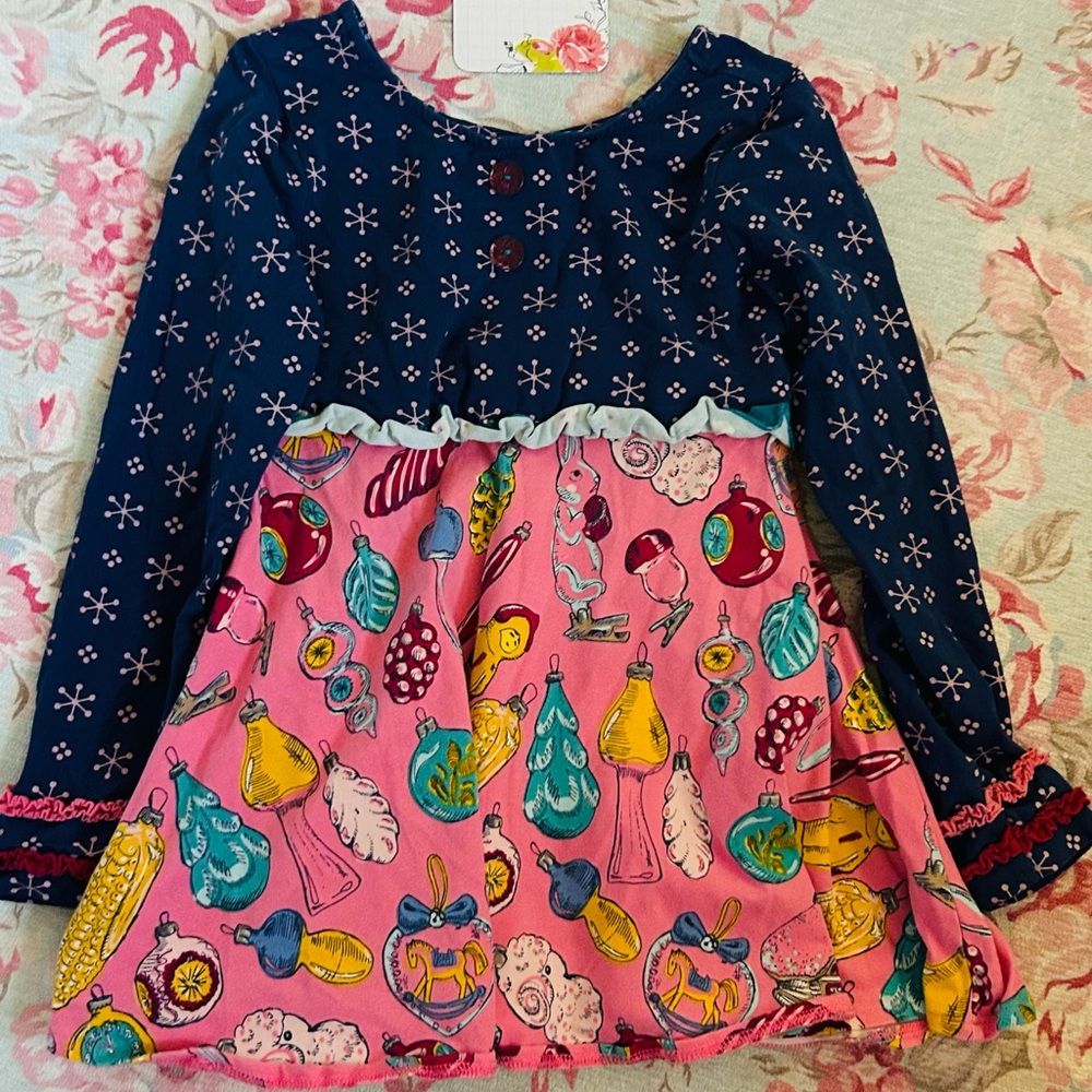 Matilda Jane Navy & Pink Patterned Long Sleeve Dress